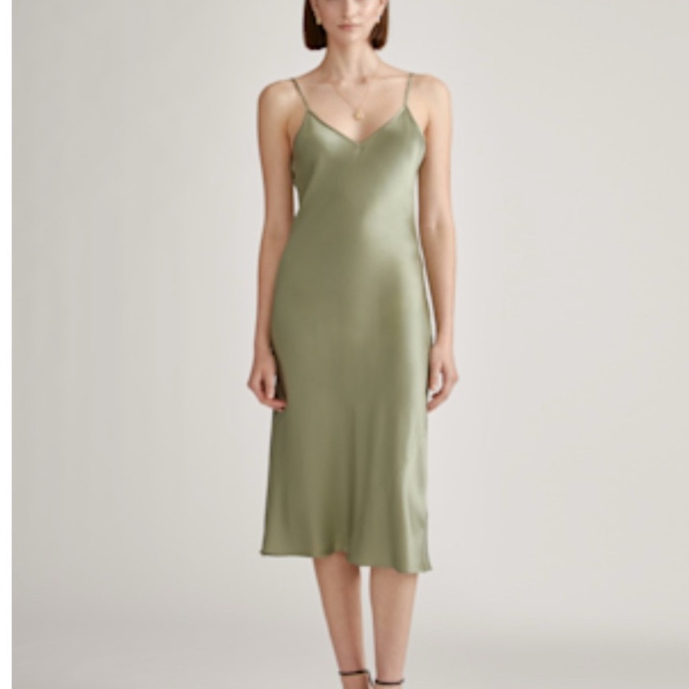 Quince NWT Moss Green 100% Mulberry Silk Dress size XL